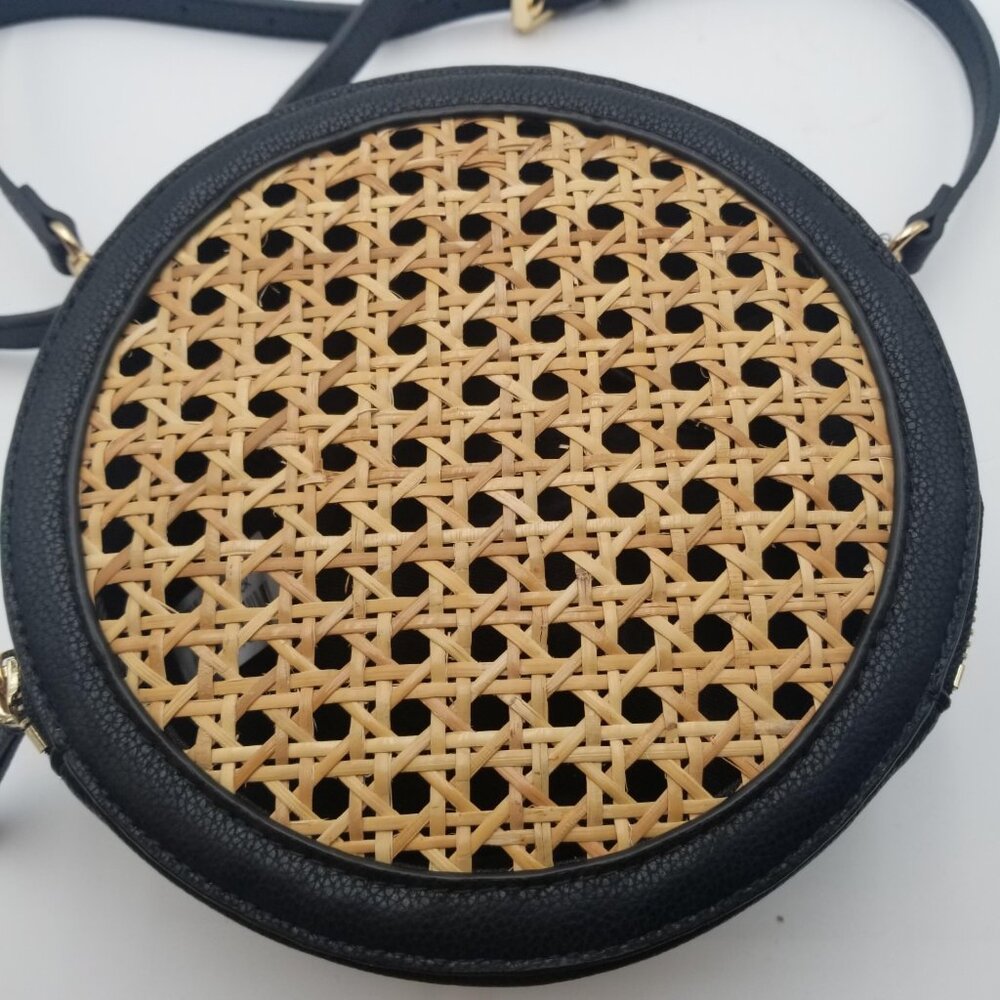 Vince Camuto round black and bamboo shoulder crossbody bag